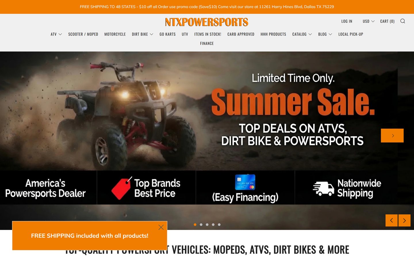 NTX Powersports website