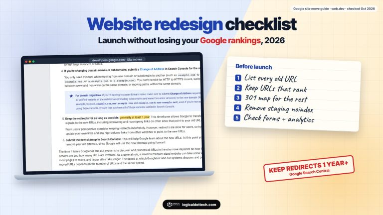 Website redesign checklist 2026: how to launch a new website without losing Google rankings